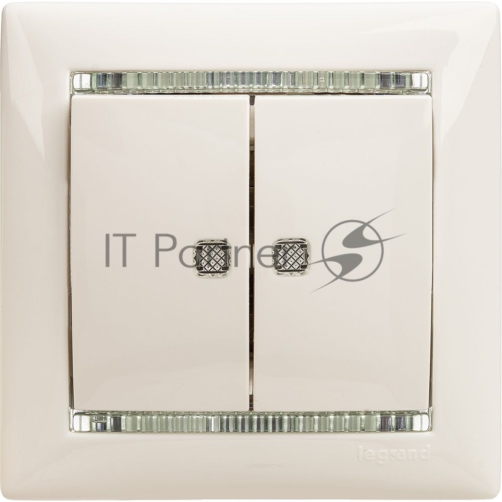 Электроустановочные изделия Legrand Legrand 774428 Выключатель  Valena 10А двухклавишный с подсветкой (белый)