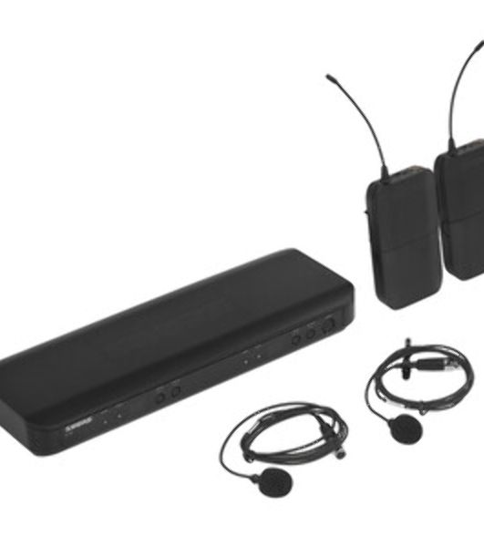 Микрофонная система SHURE BLX1288E/CVL-M17 беспроводная, двухканальная, с ручным передатчиком PG58 и петличным микрофоном CVL-B/C, частота UHF 662-686 МГц