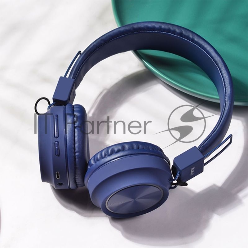 Беспроводные/проводные наушники Hoco W25 синий, полноразмерные, Bluetooth + проводной, до 12 ч.