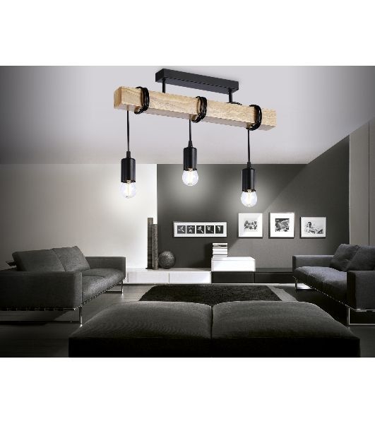 Светильник Ambrella light TR8182/3 BK/LW черный/светлое дерево E27*3 max 40W 500*50*420
