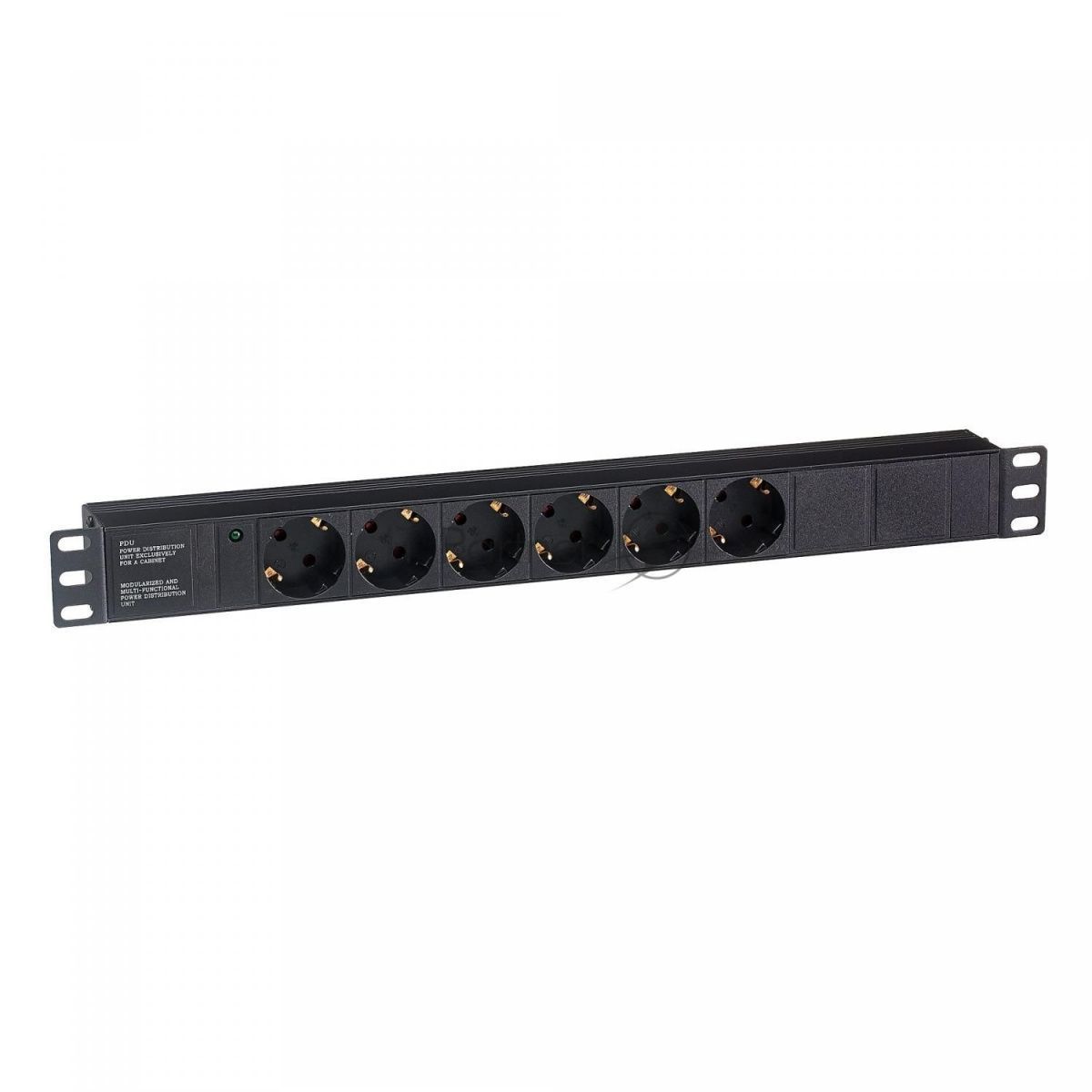 Блок розеток горизонтальный ExeGate ServerPro PDU-19H601 Al-6S-C14, 19", 1U, Алюминий, 6 Schuko, С14, черный