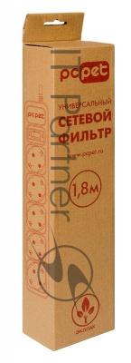 Сетевой фильтр PC Pet AP01006-1.8-GR 1.8 м, 5 розеток, серый