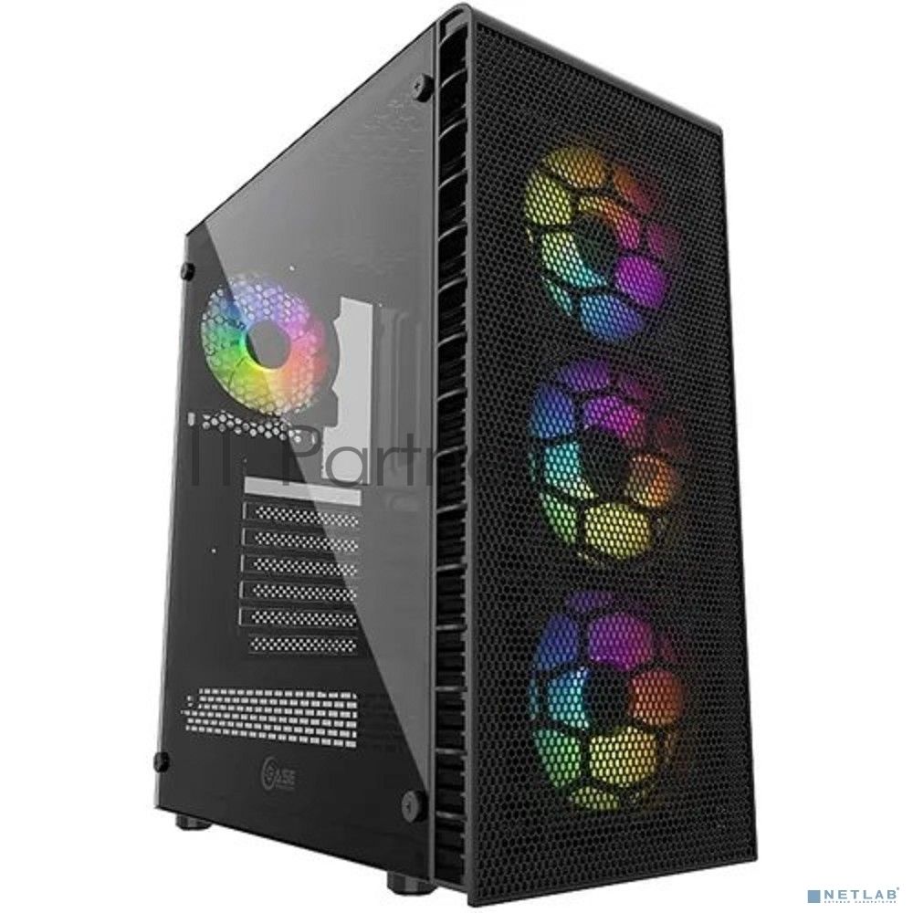 Компьютерный корпус Powercase Mistral Z4С Mesh ARGB, Tempered Glass, 4x 120mm ARGB fan, fans controller & remote, чёрный, ATX  (CMIZ4C-A4)