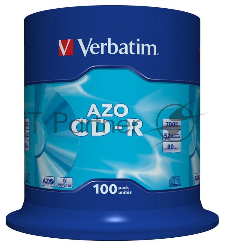 Диск CD-R Verbatim 700Mb 52x 100 шт., DataLife+ Cake Box Pastel Color (43430)