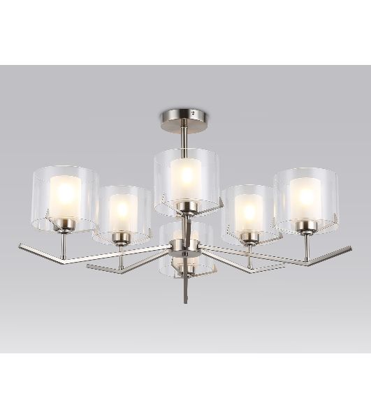 Люстра Ambrella light LH57002/6 SN/FR никель/белый матовый E14/6 max 40W D850*420