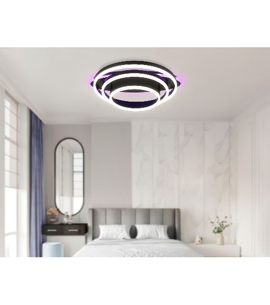 Потолочный светодиодный светильник FA8524 BK черный 146W 3000K-6400K+RGB 560*500*150 (ПДУ РАДИО 2.4G)