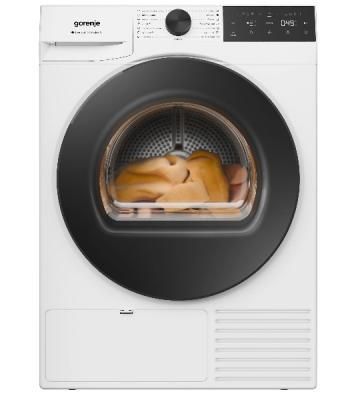 Сушильная машина Gorenje DG49D, отдельностоящая, ВхШхГ 850х600х625 мм, загрузка 9 кг, 15 программ, конденсационная сушка с тепловым насосом, поворотное/сенсорное управление, цифровой дисплей, Wi-Fi, датчик влажности белья, функция TwinAir, половинная загр
