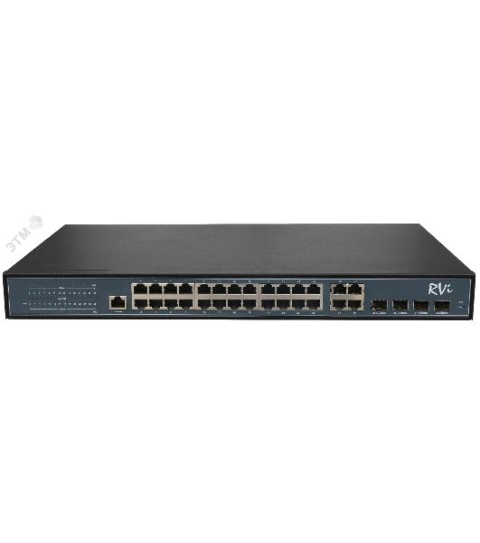 Коммутатор управляемый PoE 24 порта 10/100/1000 Мб/с, 4хSFP, 370 Вт RVi-1NSM24G-4C