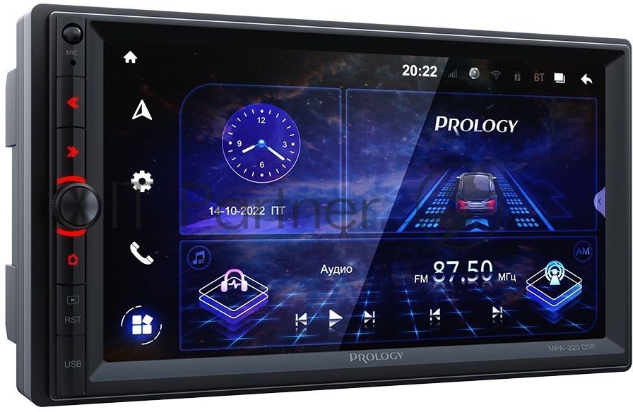 Автомагнитола Prology MPA-220 DSP, 2 DIN, 7", Android 10, Bluetooth, USB Type-A, AUX, GPS, 4G, пульт ДУ
