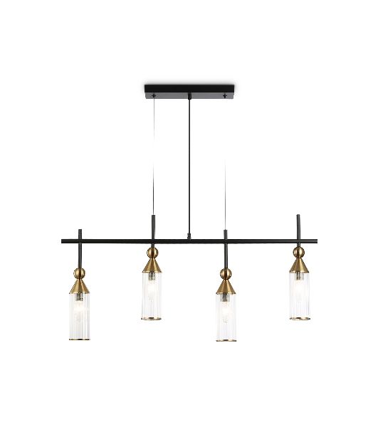 Светильник Ambrella light LH55254/4 BK/BS/CL черный/латунь/прозрачный E14*4 max 40W 845*65*1150