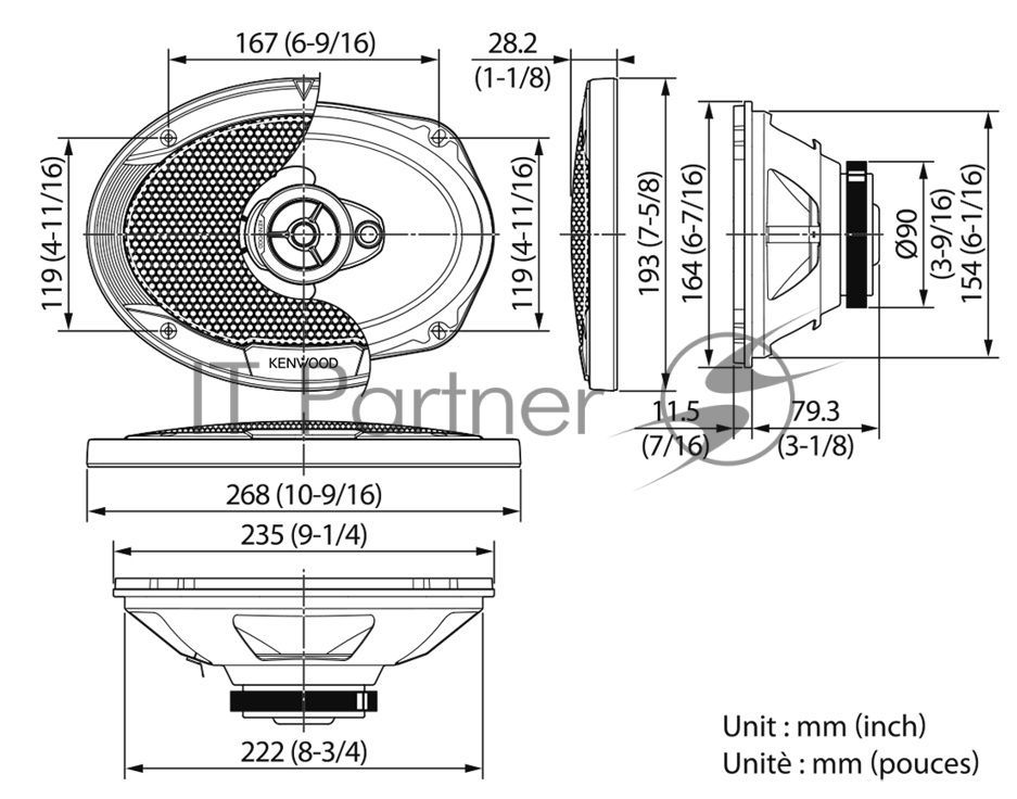 Колонки автомобильные Kenwood KFC-S6976EX 500Вт