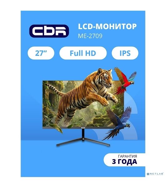 Монитор 27" CBR ME-2709 IPS 1920x1080, 100 Гц, 5 мс, 16:9, 250 кд/м², VGA, HDMI, DP, 3.5 Jack, динамики (2×3 Вт), HDR10, FreeSync, черный