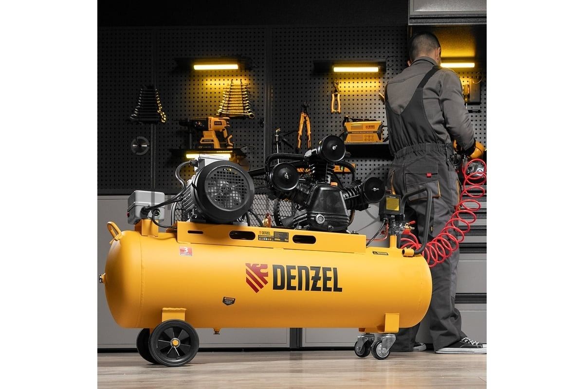 Компрессор воздушный Denzel рем. привод BCW3000-T/100, 3,0 кВт, 100 литров, 520 л/мин