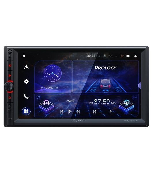 Автомагнитола Prology MPA-220 DSP, 2 DIN, 7", Android 10, Bluetooth, USB Type-A, AUX, GPS, 4G, пульт ДУ