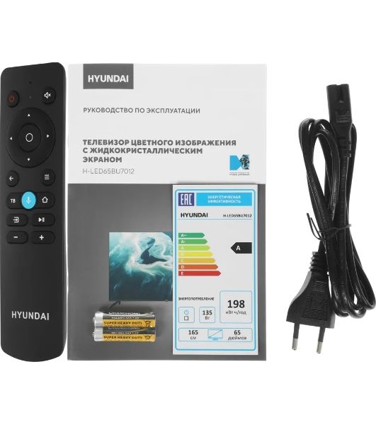 Телевизор Hyundai 65" H-LED65BU7012 черный LED UHD 60Hz Smart TV Яндекс ТВ 2GB/32GB