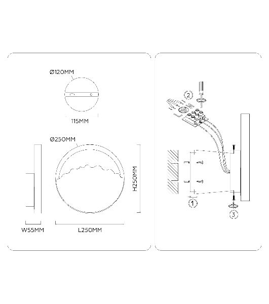 Настенный светильник Ambrella light LH53606 BS/BG латунь/бежевый 9W 3000K D250*55