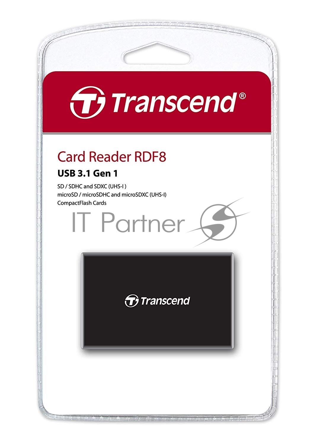 Кард-ридер Transcend RDF8/черный/SDXC,SDHC,microSDXC,microSDHC,CompactFlash,CompactFlash/USB 3.0/пластик