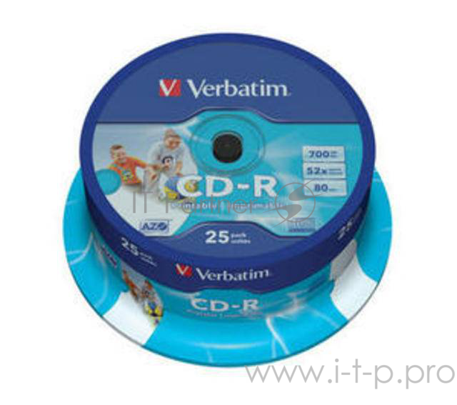 Диск CD-R Verbatim 700Mb 52x Cake Box (25шт) Printable (43439)
