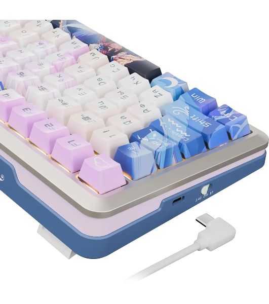 Клавиатура Redragon Flekact Pro гибридная, USB Type-A, Bluetooth, радиоканал, фиолетовый