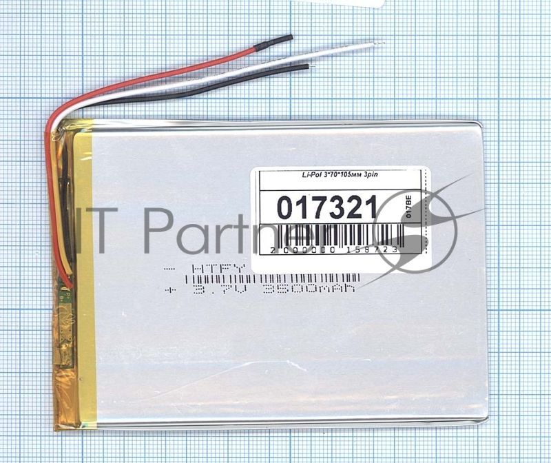 Аккумулятор Li-Pol (батарея) 3x70x105мм 3pin 3.7V/3500mAh