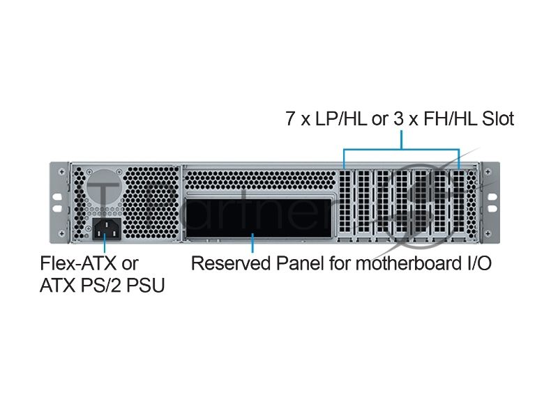 Серверный корпус Ablecom 2U chassis; ATX, Micro-ATX, Mini-ITX MBs; 2 x 3.5''hs + 2 x 3.5'' internal + 1 x 2.5'' internal; flex ATX 500W; no rails