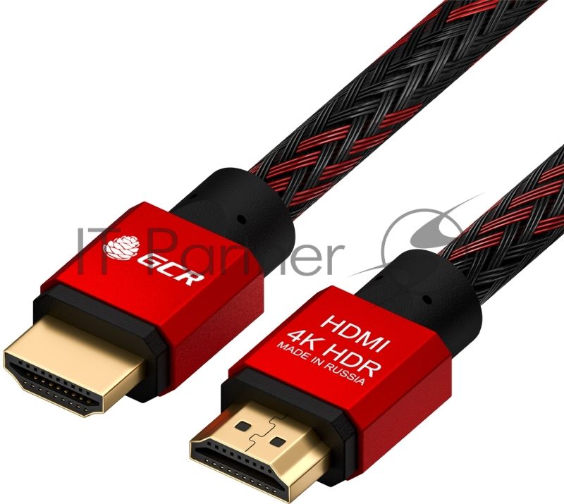 Кабель Greenconnect 1.5m Greenconnect HDMI 2.0, BICOLOR нейлон, AL корпус красный, HDR 4:2:2, Ultra HD, 4K 60 fps 60Hz/5K*30Hz, 3D, AUDIO, 18.0 Гбит/с, 28AWG