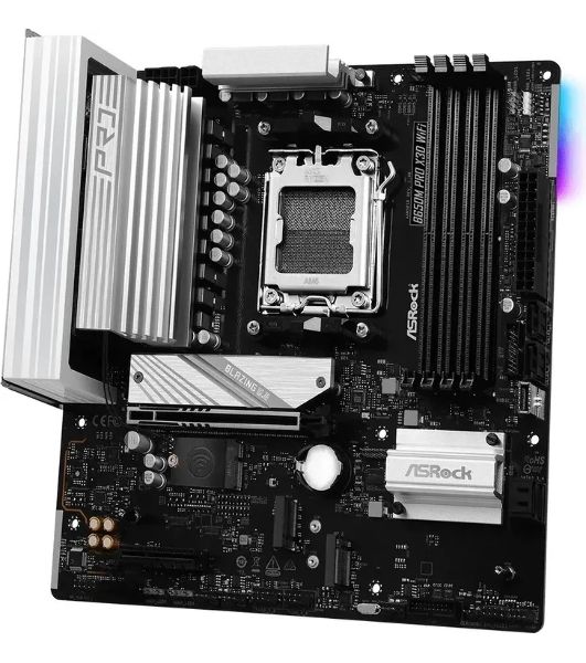 Материнская плата ASRock B650M Pro X3D WiFi, AM5, AMD B650, 4xDDR5, 4xSATA, 3xM.2, 1xPCIe 5.0 x16, 1xPCIe 4.0 x4, 1xHDMI, 1xDP, 1x2.5Gb LAN, Wi-Fi 6E, Bluetooth 5.2, 1xUSB-C 10Gbps, 1xUSB-A 10Gbps, 2xUSB-A 5Gbps, 4xUSB-A 2.0, 3x3.5 мм, 7.1, mATX