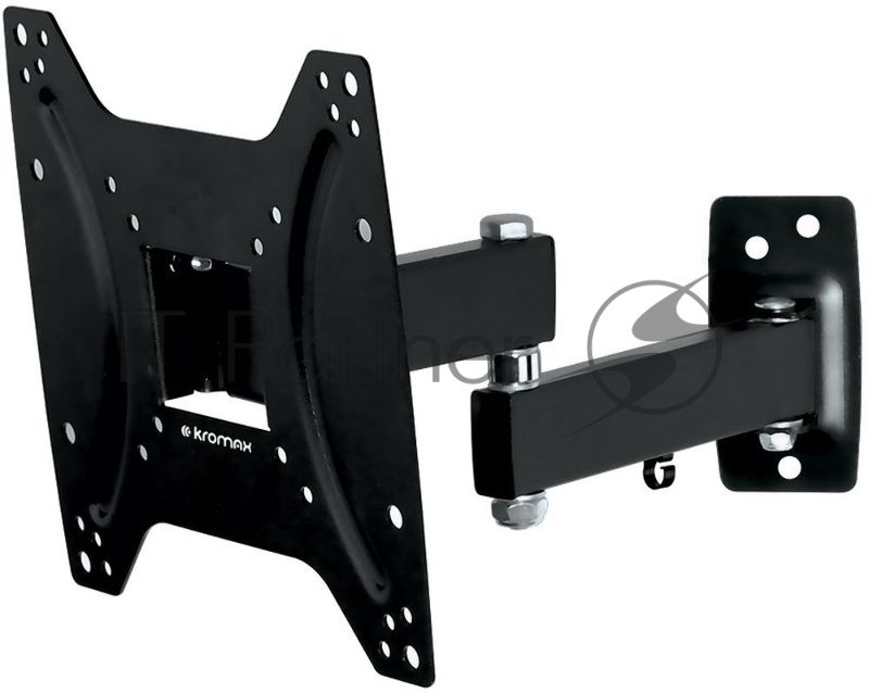Крепеж Kromax OPTIMA-204 черный Кронштейн для LED/LCD телевизоров 15"-42", max 25 кг, настенный, 3 ст свободы, наклон +5°-12°, поворот ±90°, от стены 68.5-322 мм, max VESA 200x200 мм