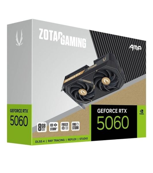 Видеокарта Zotac RTX 5060 AMP 8Gb GDDR7 128bit 3xDP HDMI 2FAN MEDIUM PACK