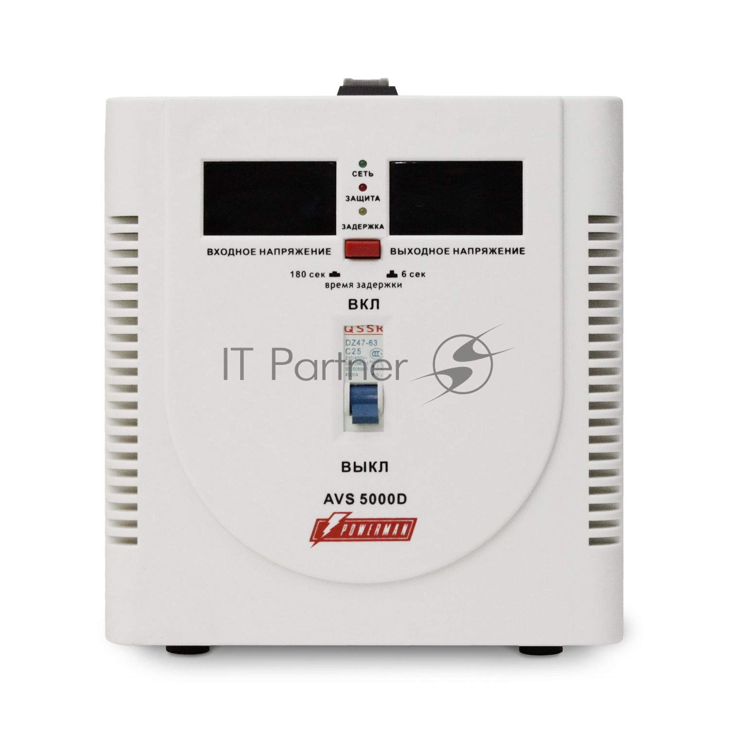 Стабилизатор Powerman AVS 5000D (5000ВА,25А,КПД 98%,циф. индикация вх./вых. напряж.)