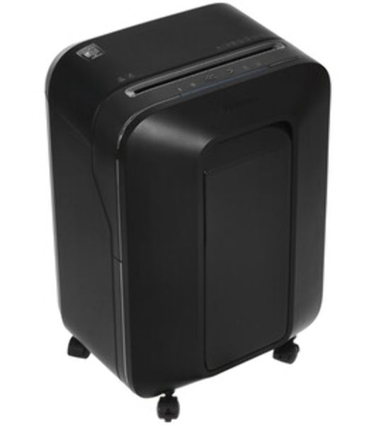 Шредер Fellowes PowerShred LX200 черный (секр.P-4)/перекрестный/12лист./22лтр./скрепки/скобы/пл.карты