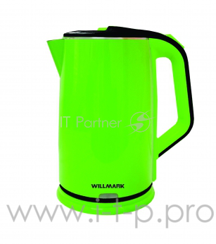 Чайник электрический Willmark WEK-2012PS зеленый/черный, 2.0 л, 2000 Вт