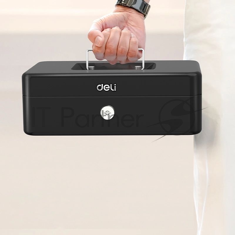 Сейф для денег Deli ET505 85х 250х 180 мм, ключевой, черный