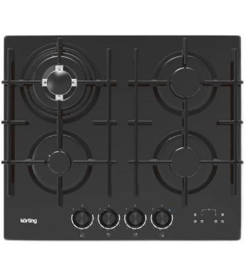 Встраиваемая варочная панель KORTING HGG 6447 ICPTN, газовая, 60 см, 4 конфорки, WOK, газ-контроль, электроподжиг, конфорки SABAF, функция управления вытяжкой (KHI 6099 ICGN, KHI 9099 ICGN), электронный таймер с цифровой индикацией, индикация интенсивност