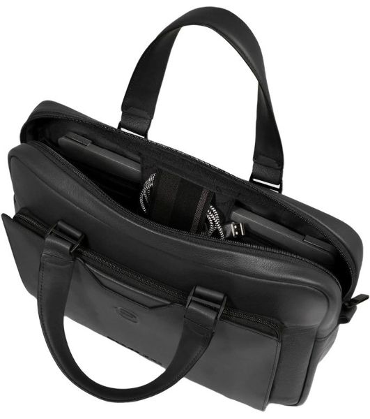 Деловая сумка мужская Piquadro Ael CA6920S142/N с отделением для ноутбука 14" черная натур.кожа