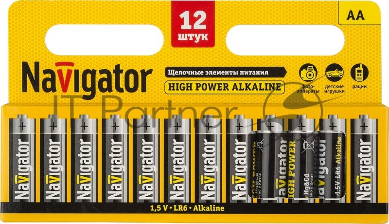 Элемент питания алкалиновый Navigator AA/LR6 NBT-NE-LR6-BP12 (блист.12шт)