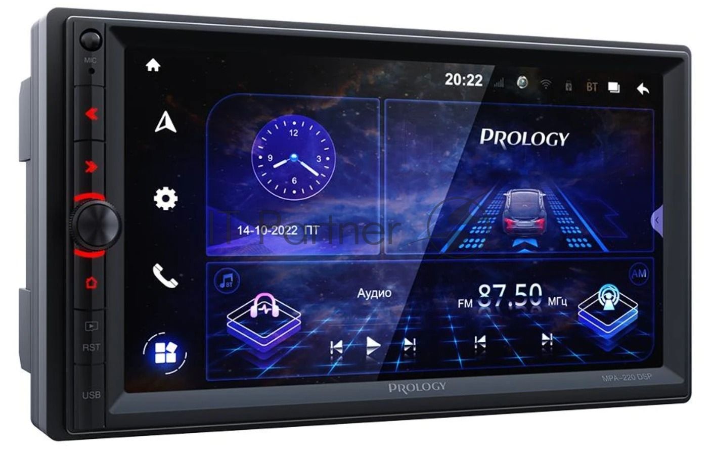 Автомагнитола Prology MPA-220 DSP, 2 DIN, 7", Android 10, Bluetooth, USB Type-A, AUX, GPS, 4G, пульт ДУ
