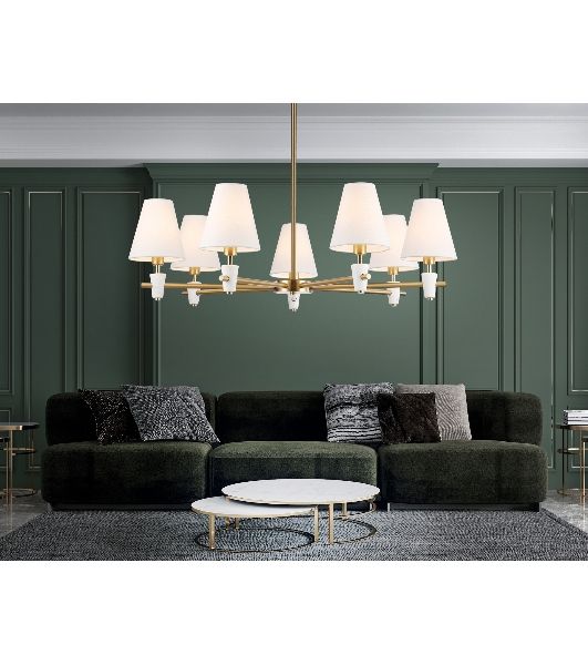Люстра Ambrella light LH75045/7 BS/WH латунь/белый E14*7 max 40W D840*580