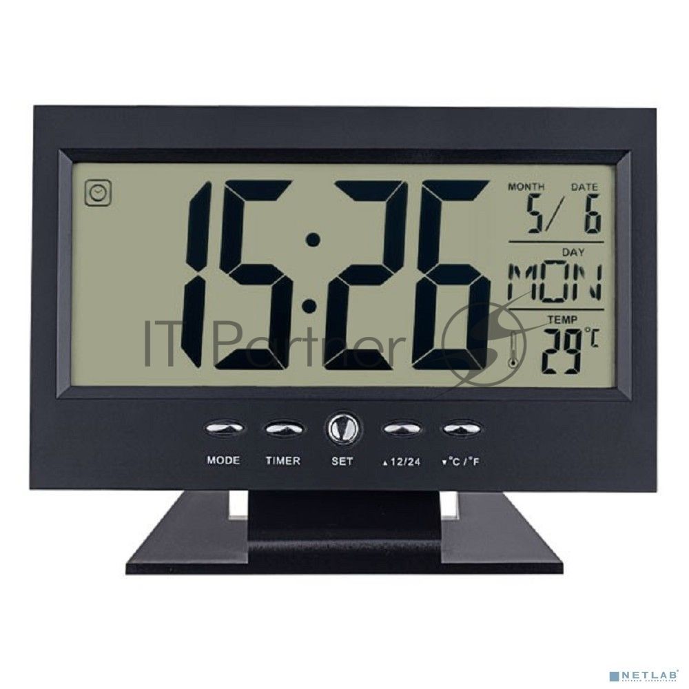 Часы-будильник Perfeo "Set", чёрный, (PF-S2618) время, температура, дата