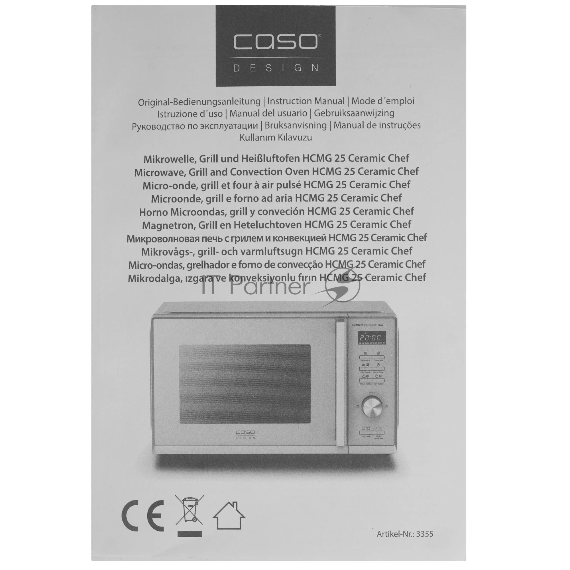 Микроволновая печь CASO HCMG 25 Ceramic Chef серый/черный, 25 л, 900 Вт, переключатели - кнопки