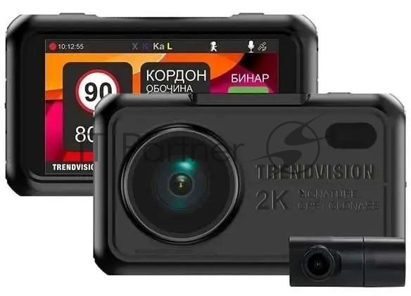 Видеорегистратор TrendVision Hybrid Signature EVO Wi 2CH, 2560x1440, 3", с камерой заднего вида, GPS/ГЛОНАСС, Wi-Fi, G-сенсор, датчик движения, GPS-информатор