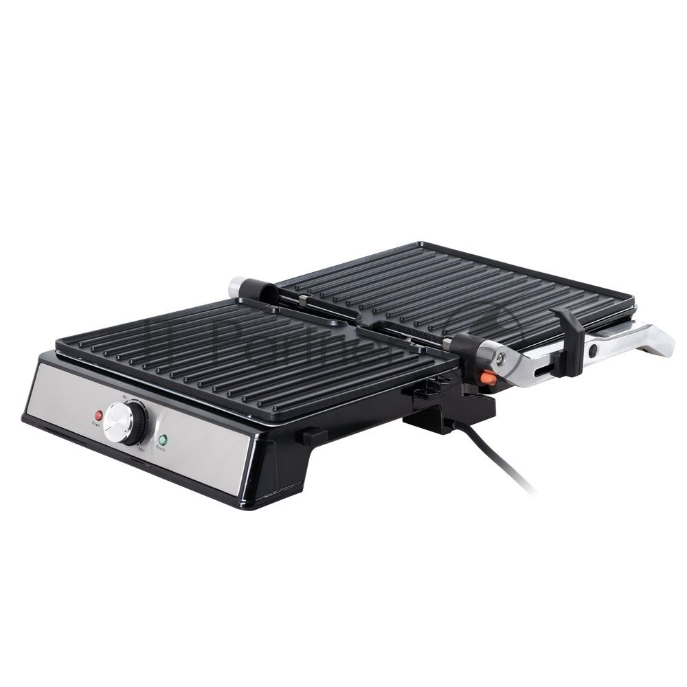 Гриль электрический ENDEVER Grillmaster-221, серебристый/черный, 2300 Вт, терморегулятор, размер пов-ти 29x23 см