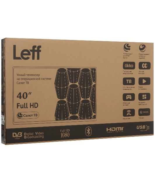 Телевизор LEFF 40" 40F691T белый DLED FHD 60Hz Салют