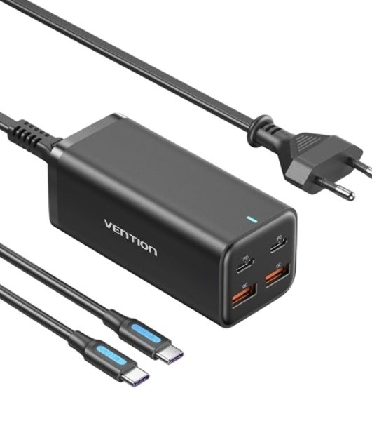 Сетевое зарядное устройство Vention на 4 порта GaN 100W USB (C+C+A+A) черный, шт.