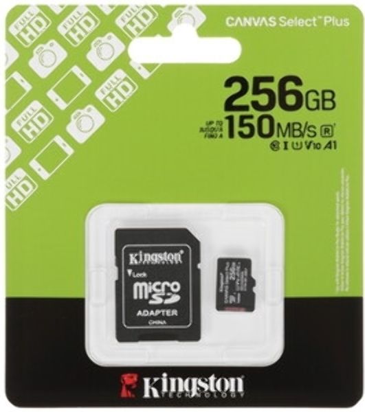 Флеш карта microSDXC 256Gb Kingston SDCS3/256Gb Canvas Select Plus + adapter