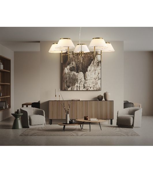 Люстра Ambrella light LH72473/5 BS/WH латунь/белый Е14/5 max 40W D1000*290-1080