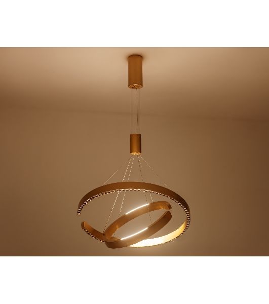 Подвесной светодиодный светильник Ambrella light FL5885/2 GD золото 45W 3000K/4200K/6400K D600/400*1200 (без ПДУ)