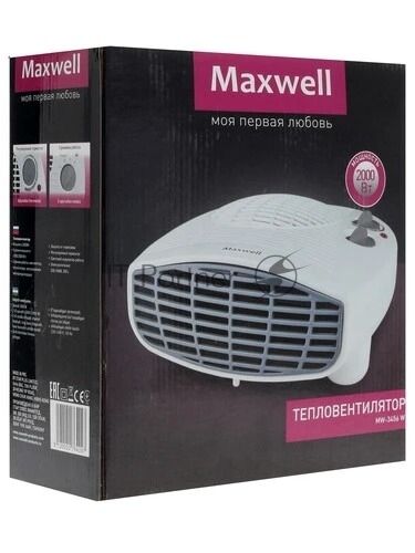 Тепловентилятор Maxwell MW-3456(W), белый, 1000/2000 Вт, 20 м2, термостат