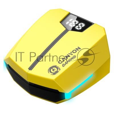 Наушники игровые CANYON headset Doublebee GTWS-2 Gaming Yellow