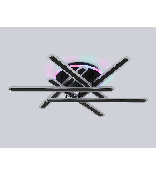 Потолочный светодиодный светильник FA8908 BK/CH черный/хром 125W 3000-6400K+RGB 800*770*160 (ПДУ ИК)